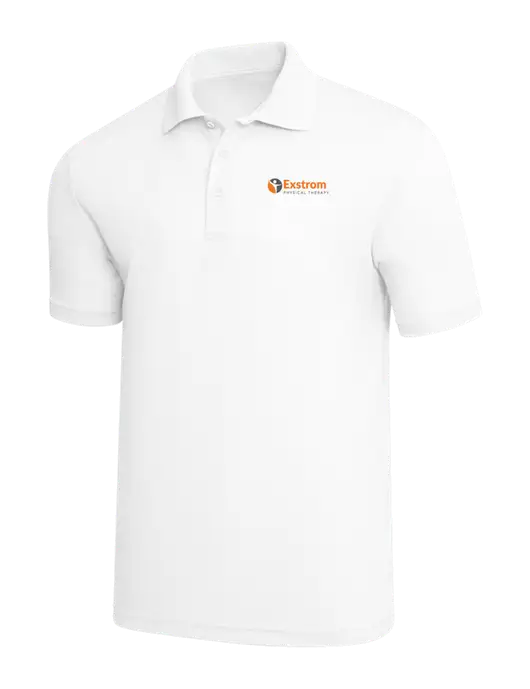White PosiCharge RacerMesh Polo w/Exstrom Logo
