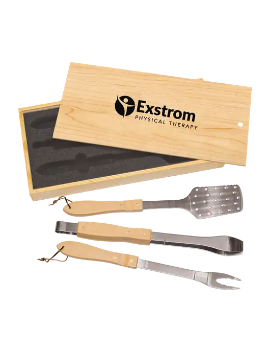 Wood BBQ Gift Set w/Exstrom Logo