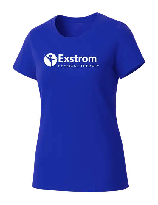 Womens Seriously Soft Royal T-Shirt w/Exstrom Logo