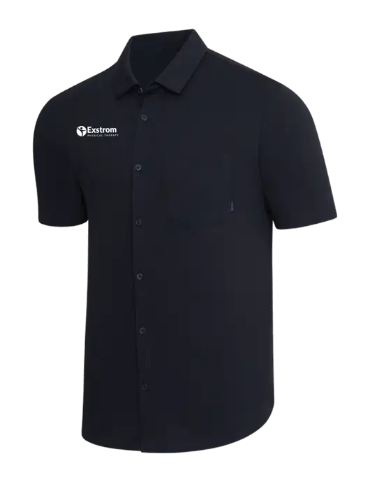 OGIO Black Extend Short Sleeve Button Up Shirt w/Exstrom Logo