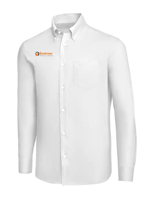 Brooks Brothers White Wrinkle-Free Stretch Nailhead Shirt w/Exstrom Logo