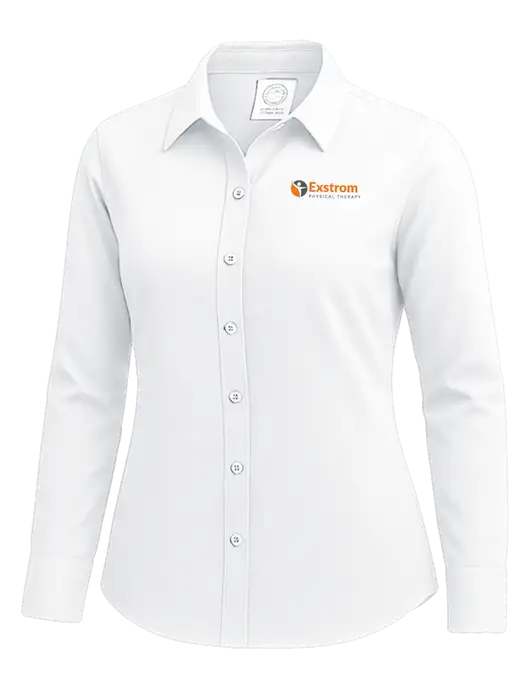 Brooks Brothers Womens White Wrinkle-Free Stretch Nailhead Shirt w/Exstrom Logo