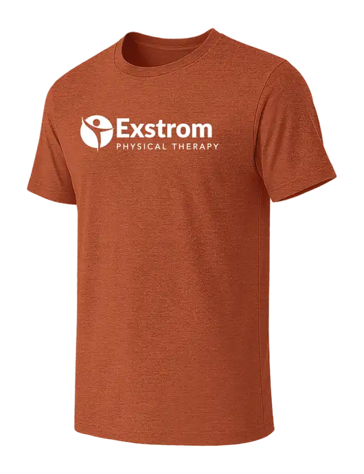 BELLA+CANVAS Burnt Orange Heather CVC Short Sleeve Tee w/Exstrom Logo