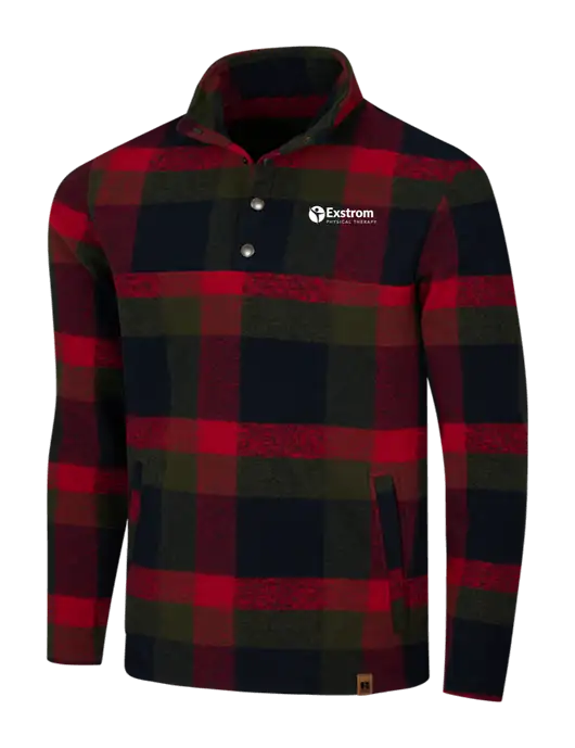 Russell Outdoors Red/Black Plaid Basin Snap Pullover w/Exstrom Logo