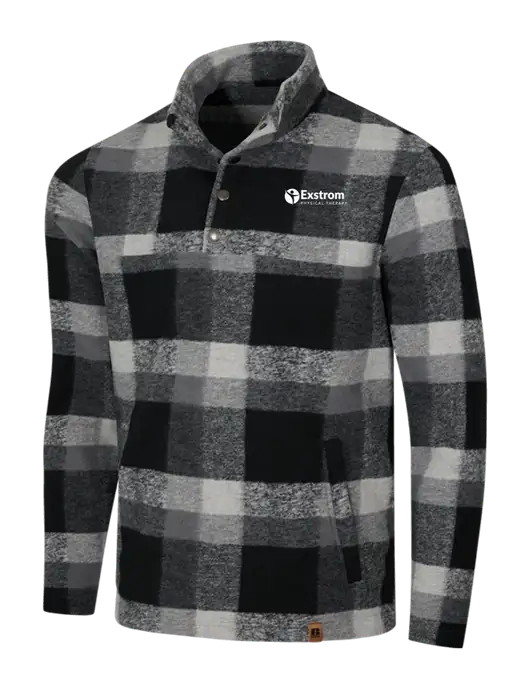 Russell Outdoors Black/White Plaid Basin Snap Pullover w/Exstrom Logo