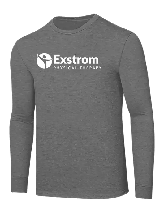 Core Blend Medium Grey Heather Long Sleeve Tee w/Exstrom Logo