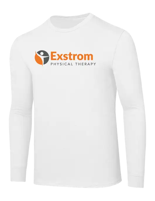 Core Blend White Long Sleeve Tee w/Exstrom Logo