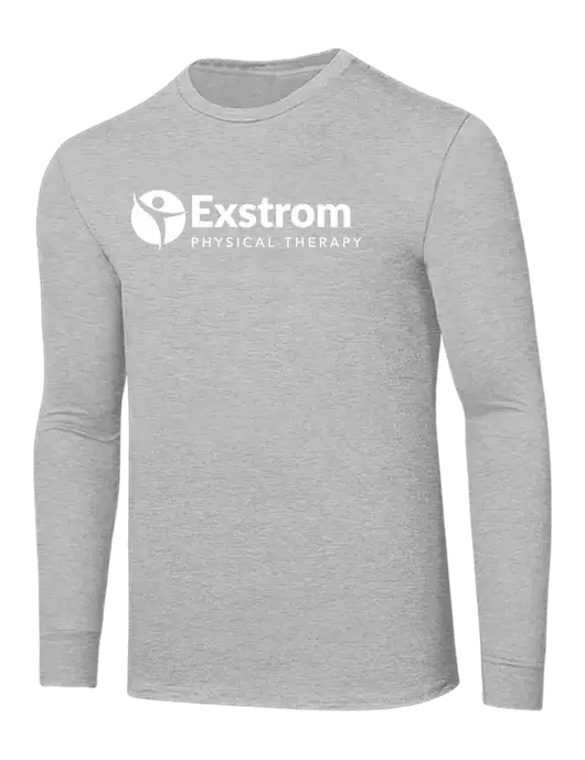 Core Blend Light Grey Heather Long Sleeve Tee w/Exstrom Logo