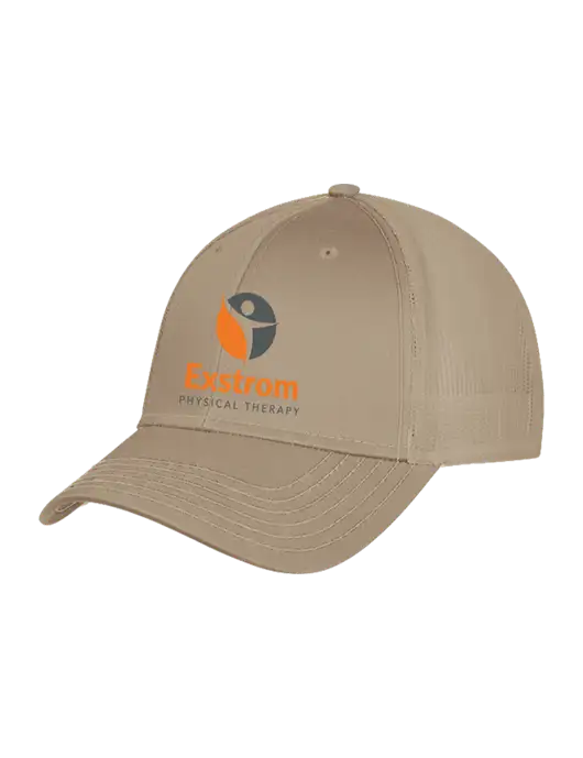 Khaki Mesh Trucker Cap Snap Back w/Exstrom Logo