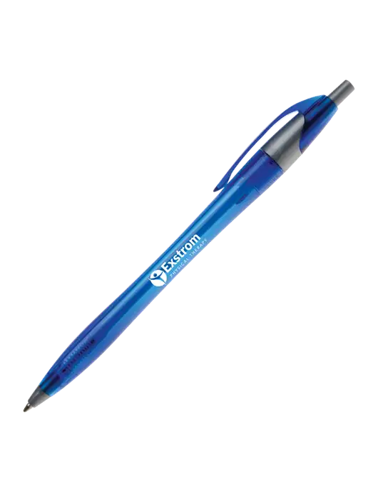 Novella Translucent Blue/Silver Jewel Pen - Blue Ink w/Exstrom Logo