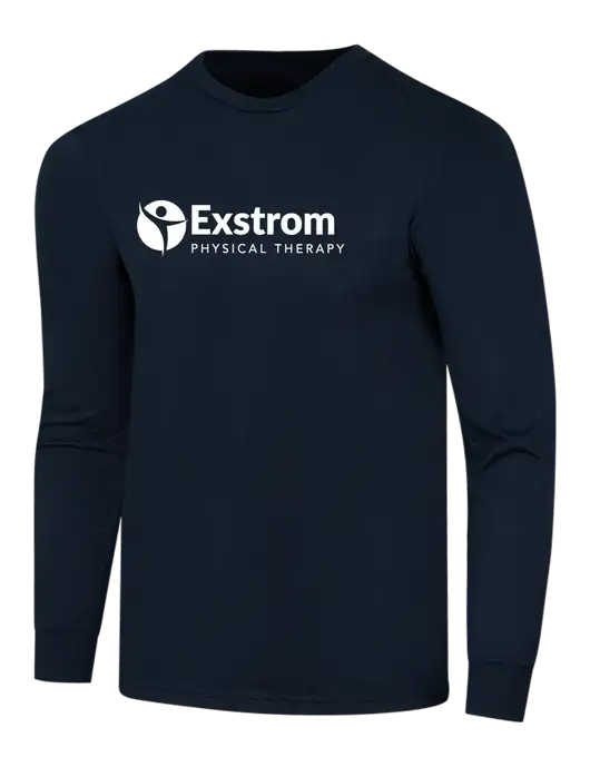 Simply Soft Long Sleeve Navy 4.5 oz, Poly/Combed Ring Spun Cotton T-Shirt w/Exstrom Logo