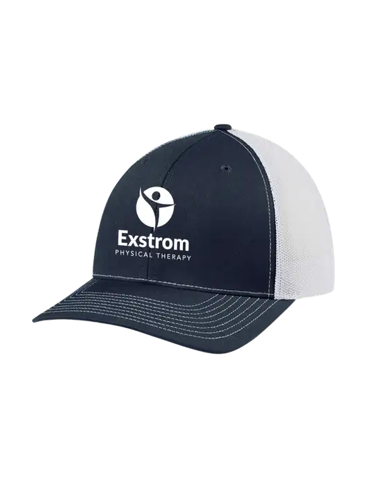 Richardson Adjustable Snapback Original 112 Trucker Cap Navy w/White Mesh w/Exstrom Logo