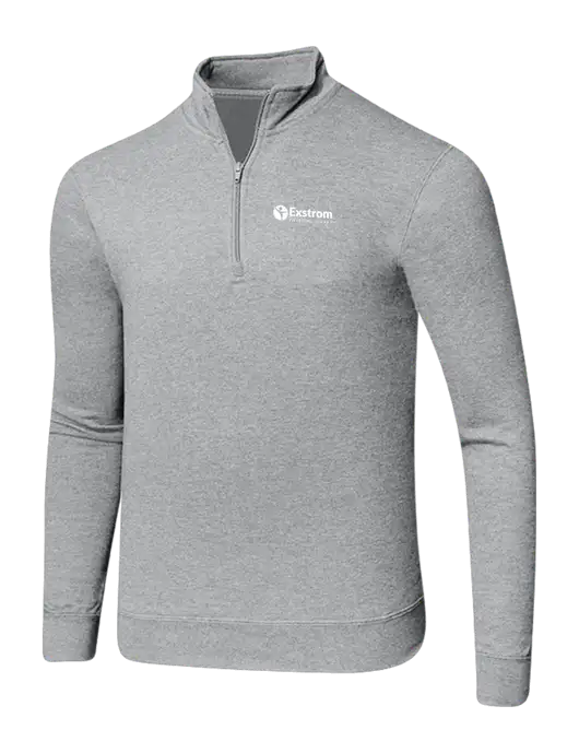 Light Heather Grey 8.5 oz Ring Spun 1/4 Zip Pullover Sweatshirt w/Exstrom Logo