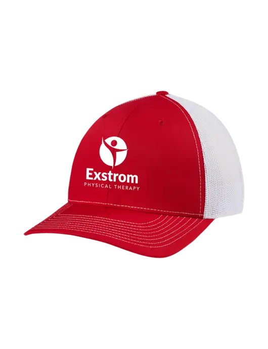Richardson Adjustable Snapback Original 112 Trucker Cap Red w/White Mesh w/Exstrom Logo