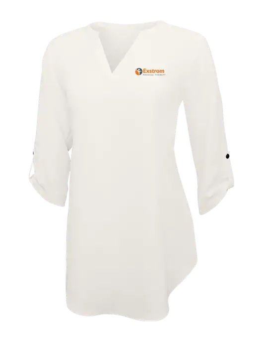 Ivory Womens 3/4 Sleeve Tunic Blouse w/Exstrom Logo
