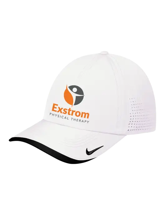 Nike White/Black Dri-FIT Perforated Performance Cap w/Exstrom Logo