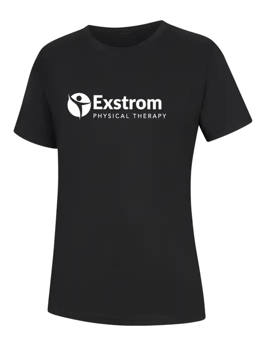 Womens Black Core Blend Tee w/Exstrom Logo