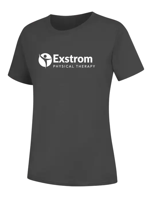Womens Charcoal Core Blend Tee w/Exstrom Logo