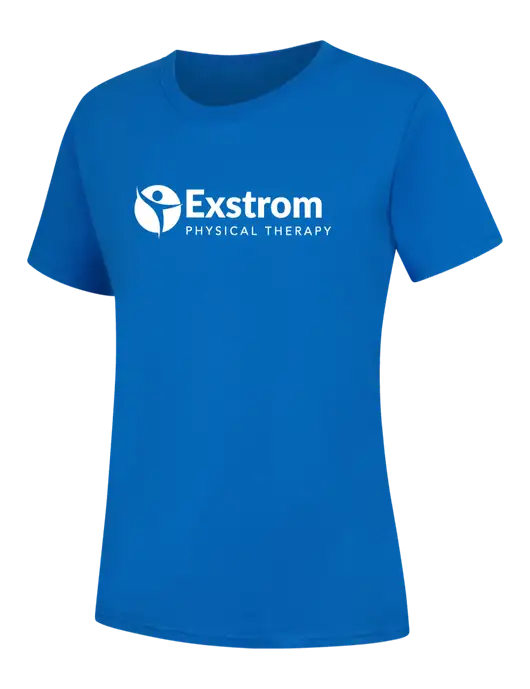 Womens Royal Blue Core Blend Tee w/Exstrom Logo