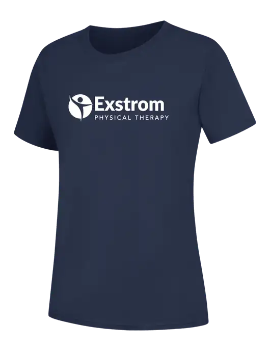 Womens Navy Core Blend Tee w/Exstrom Logo