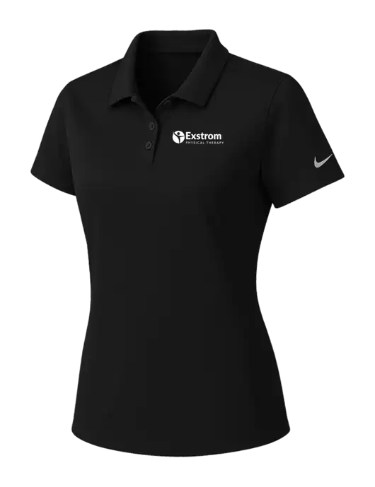 Nike Womens Black Dry Essential Solid Polo w/Exstrom Logo