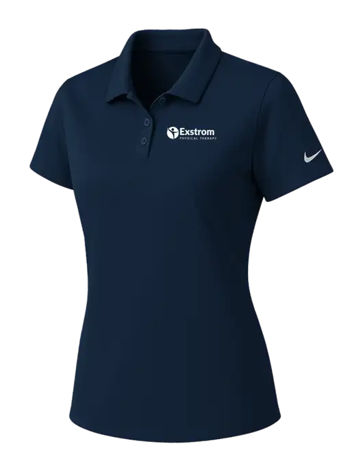 Nike Womens Navy Dry Essential Solid Polo w/Exstrom Logo