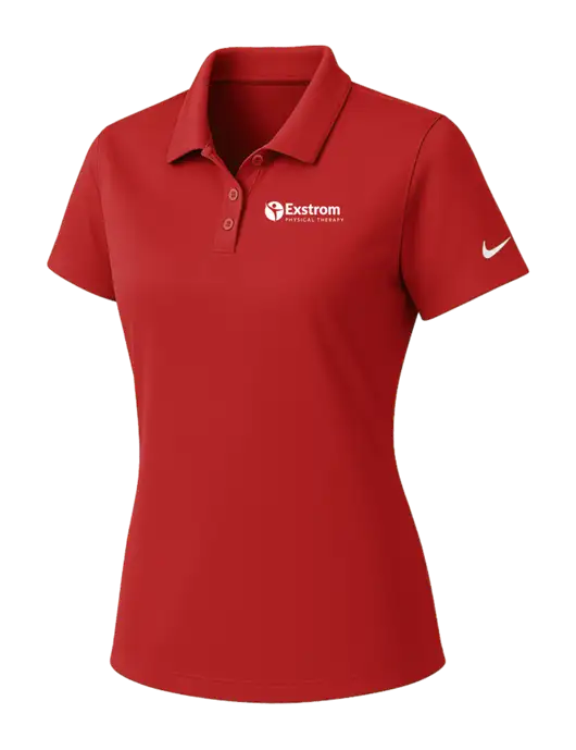 Nike Womens Red Dry Essential Solid Polo w/Exstrom Logo