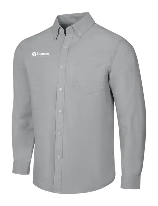 Light Grey SuperPro Oxford Shirt w/Exstrom Logo