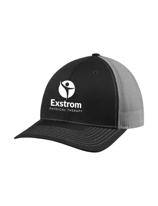 Richardson Adjustable Snapback Original 112 Trucker Cap Black w/Charcoal Mesh w/Exstrom Logo