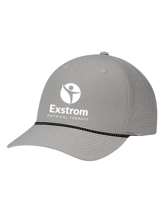 Richardson Laser Perf Performance Light Grey/Black-Grey Rope Cap w/Exstrom Logo