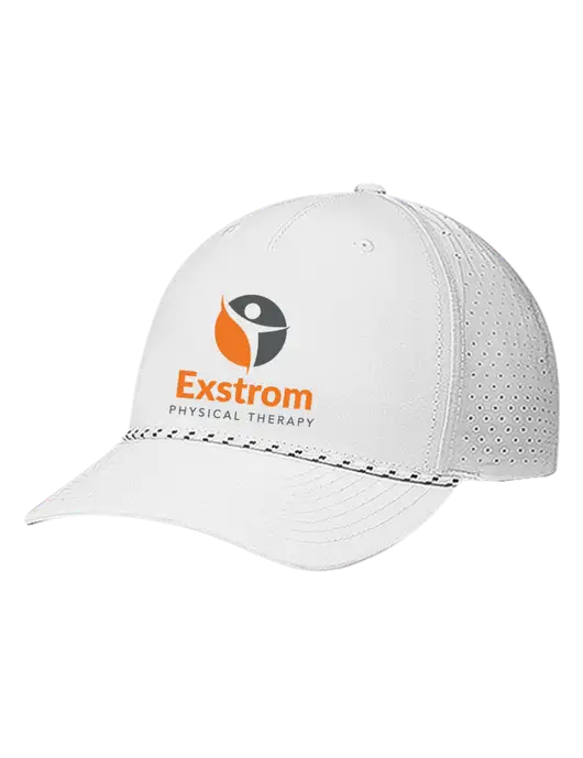 Richardson Laser Perf Performance White/White-Black Rope Cap w/Exstrom Logo