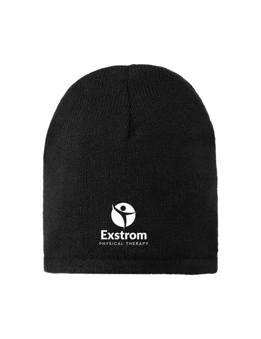 Black Fleece-Lined Beanie Cap w/Exstrom Logo
