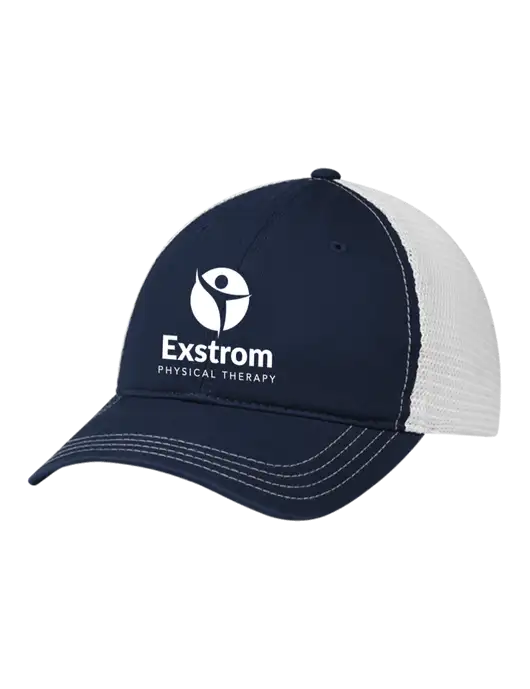 Richardson 111 Garment Washed Trucker Cap Navy w/White Mesh w/Exstrom Logo