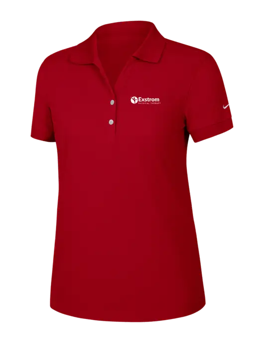 Nike Womens Dri-FIT Classic Red Polo w/Exstrom Logo