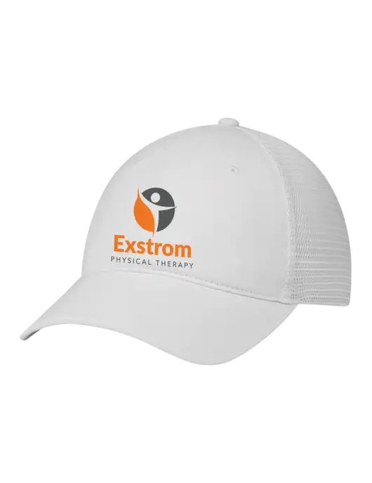 Richardson 111 Garment Washed Trucker Cap White w/White Mesh w/Exstrom Logo