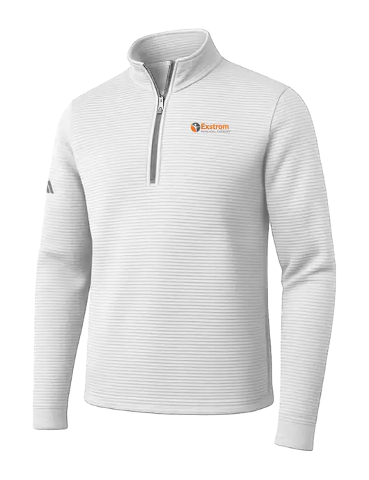 Adidas White Spacer Quarter-Zip Pullover w/Exstrom Logo