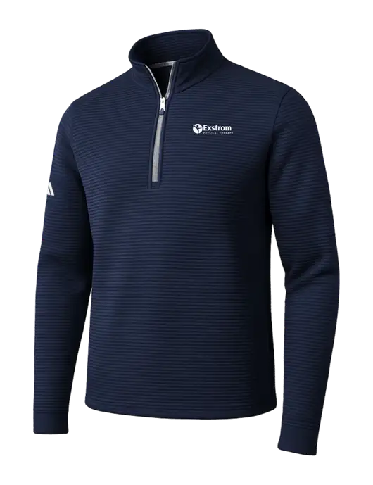 Adidas Navy Spacer Quarter-Zip Pullover w/Exstrom Logo