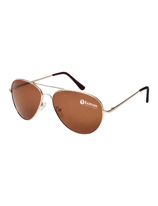 Aviator Coffee Brown with Gold Sunglasses  w/Exstrom Logo