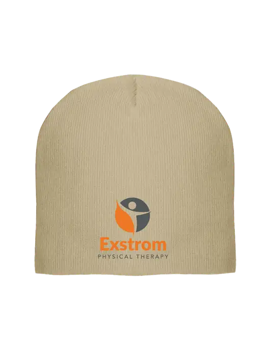 Solid Tan Element Knit Beanie w/Exstrom Logo