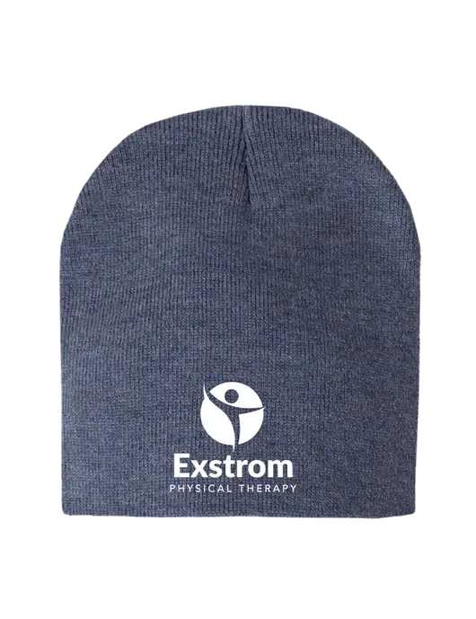 Navy Heather Element Knit Beanie w/Exstrom Logo