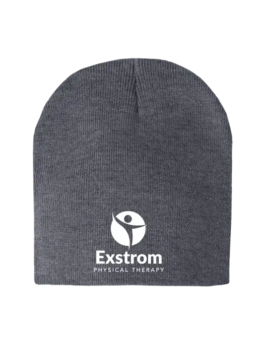 Dark Grey Heather Element Knit Beanie w/Exstrom Logo
