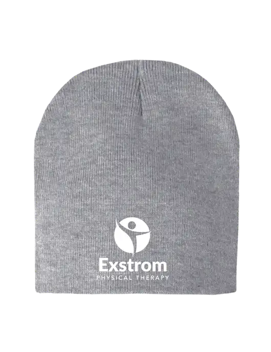 Light Grey Heather Element Knit Beanie w/Exstrom Logo