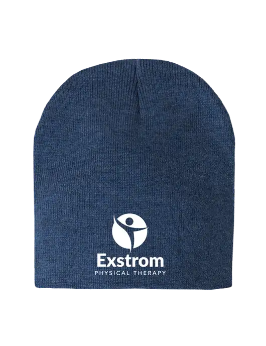 Dark Royal Heather Element Knit Beanie w/Exstrom Logo