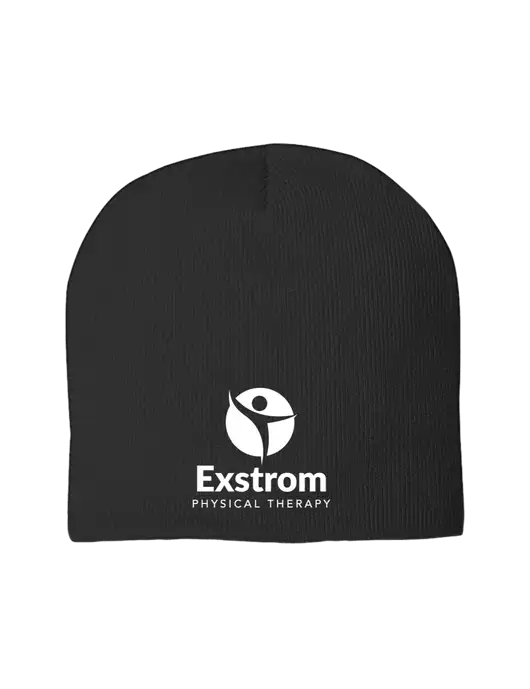 Solid Black Element Knit Beanie w/Exstrom Logo