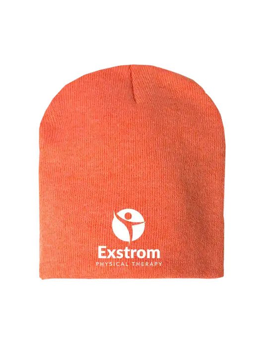 Orange Heather Element Knit Beanie w/Exstrom Logo