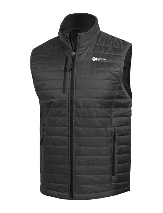 Packable Dark Grey Puffy Vest w/Exstrom Logo