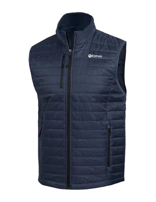 Packable Navy Puffy Vest w/Exstrom Logo