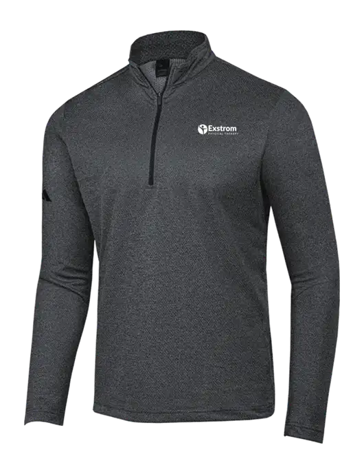 Adidas Black Melange Space Dyed Quarter-Zip Pullover w/Exstrom Logo