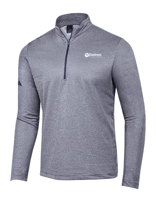 Adidas Navy Melange Space Dyed Quarter-Zip Pullover w/Exstrom Logo
