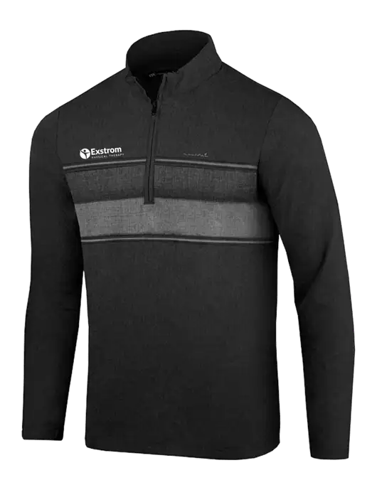 TravisMathew Black Balboa Chest Stripe Quarter Zip w/Exstrom Logo